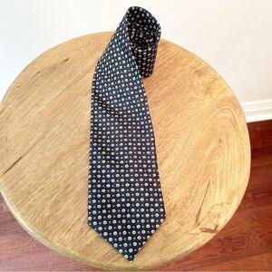 Vintage Dion 100% Silk Tie Navy with Stars and Flowers - 3.75"